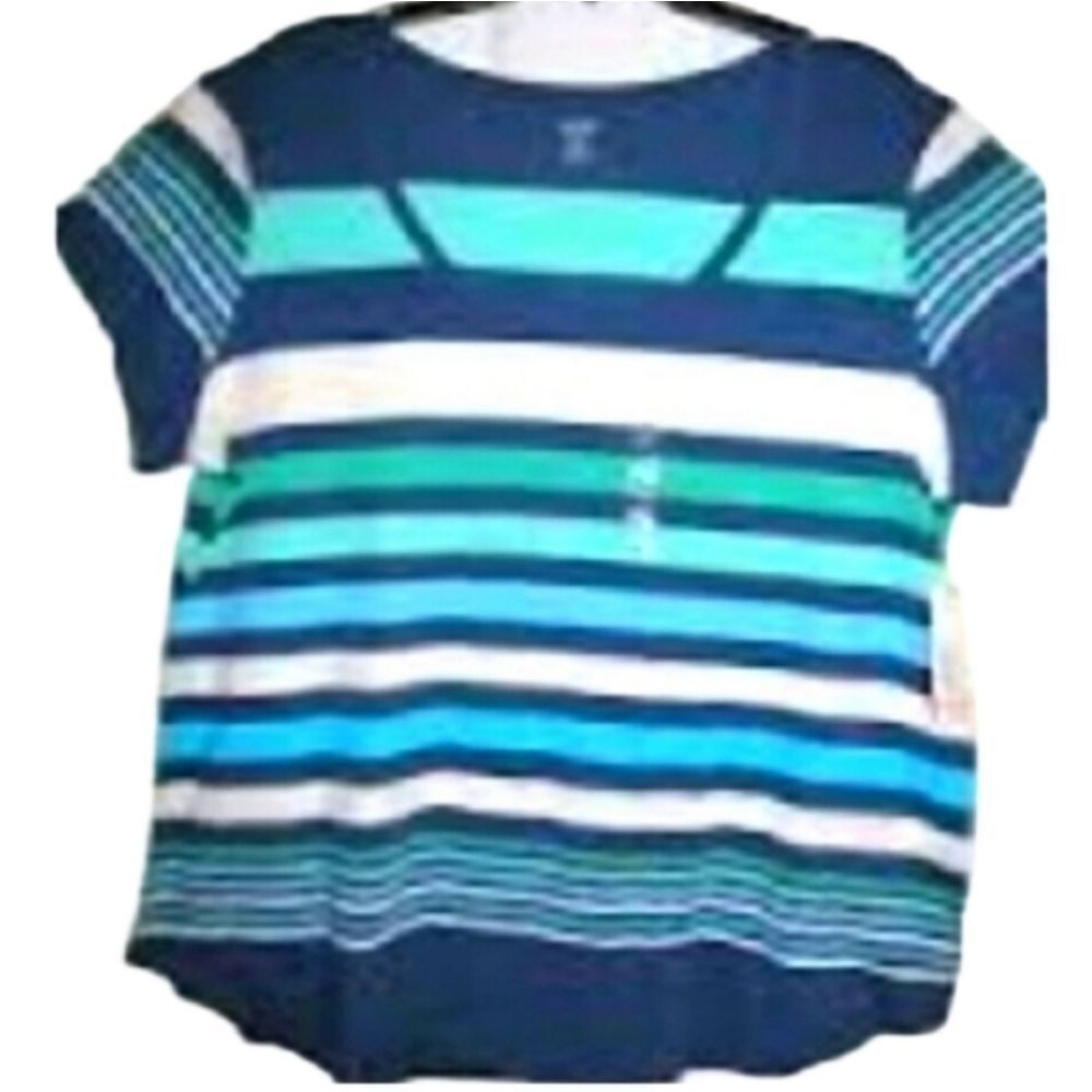 Women's A.n.a Striped Shirt With Cuff Sleeve Topโsz 1X